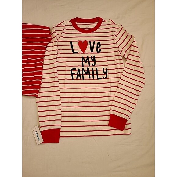 NWT Adult Carters Christmas Pajamas Pjs 2 pc White Red  Medium Loungewear - Picture 3 of 11